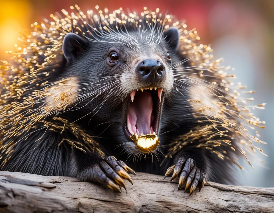 Porcupine with a mouth full of Gold