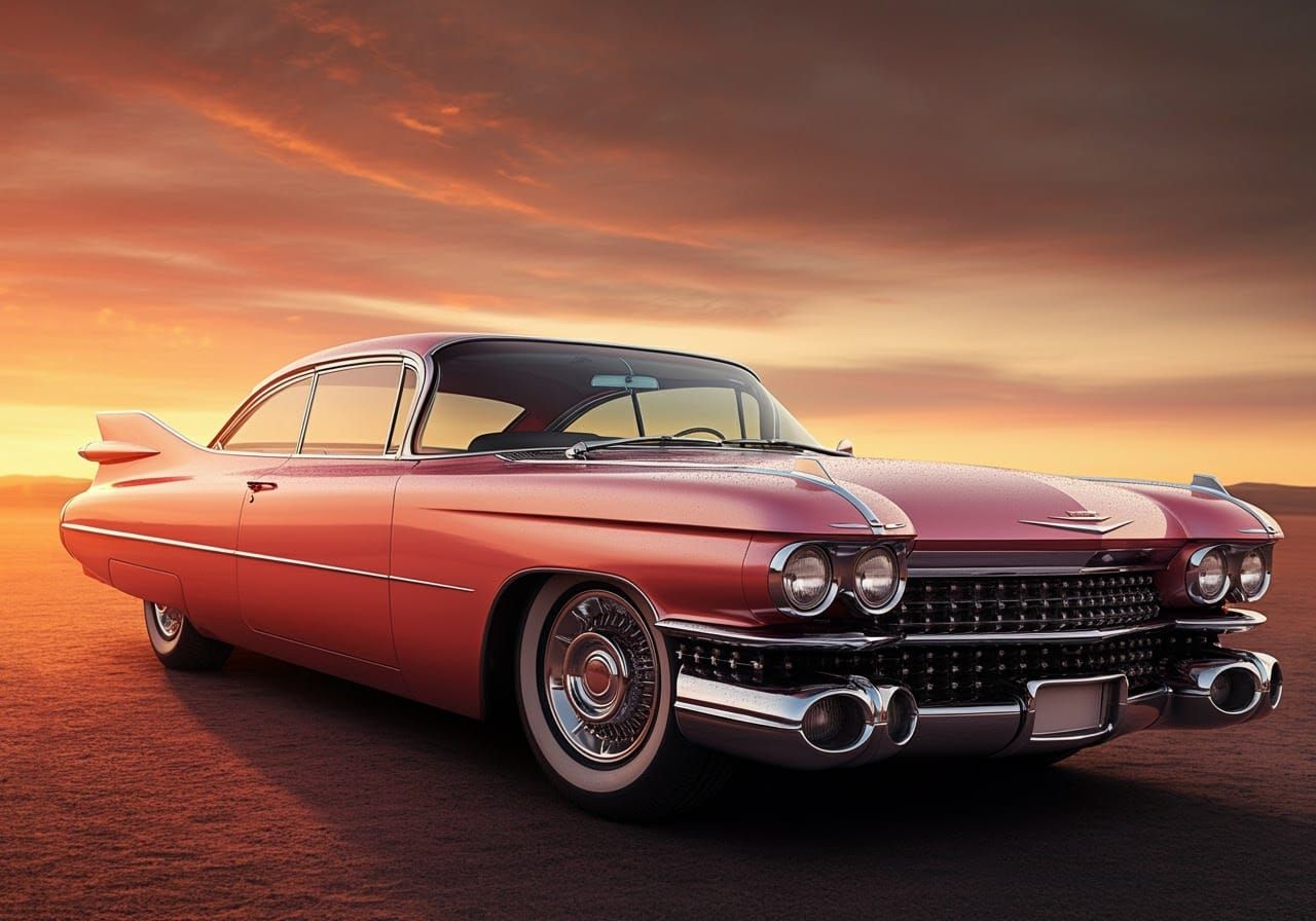 Champaign-Pink Cadillac on Desert Highway