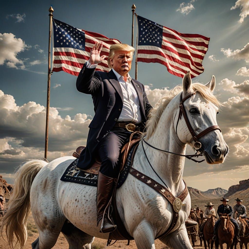 Donald Trump as a Gritty Old West Sheriff in a Cinematic HDR...