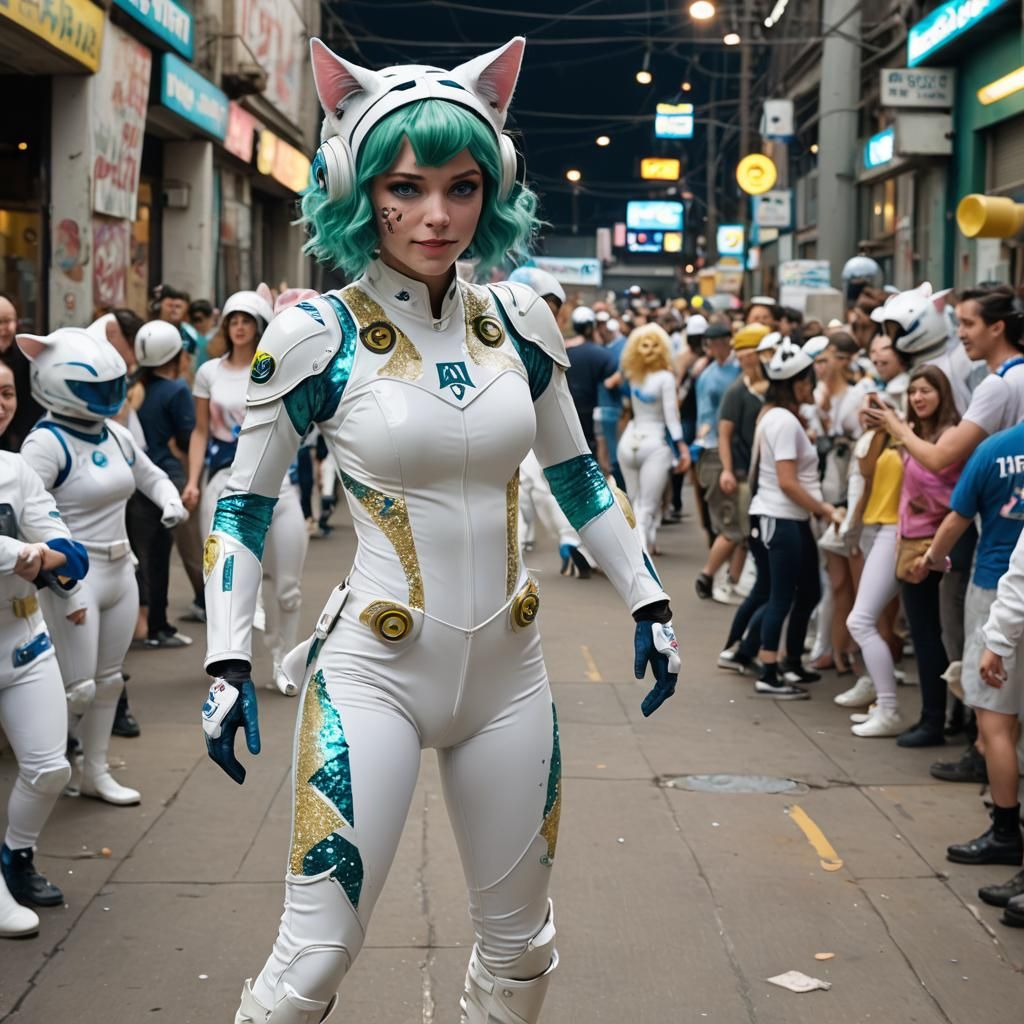 Futuristic Cat Girl in Cyberpunk Concept Art