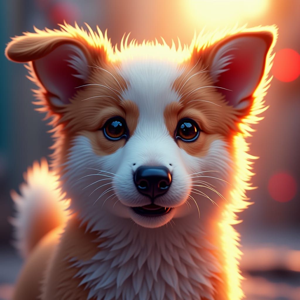 Cute Dog in Vibrant Hyperrealistic Art Style