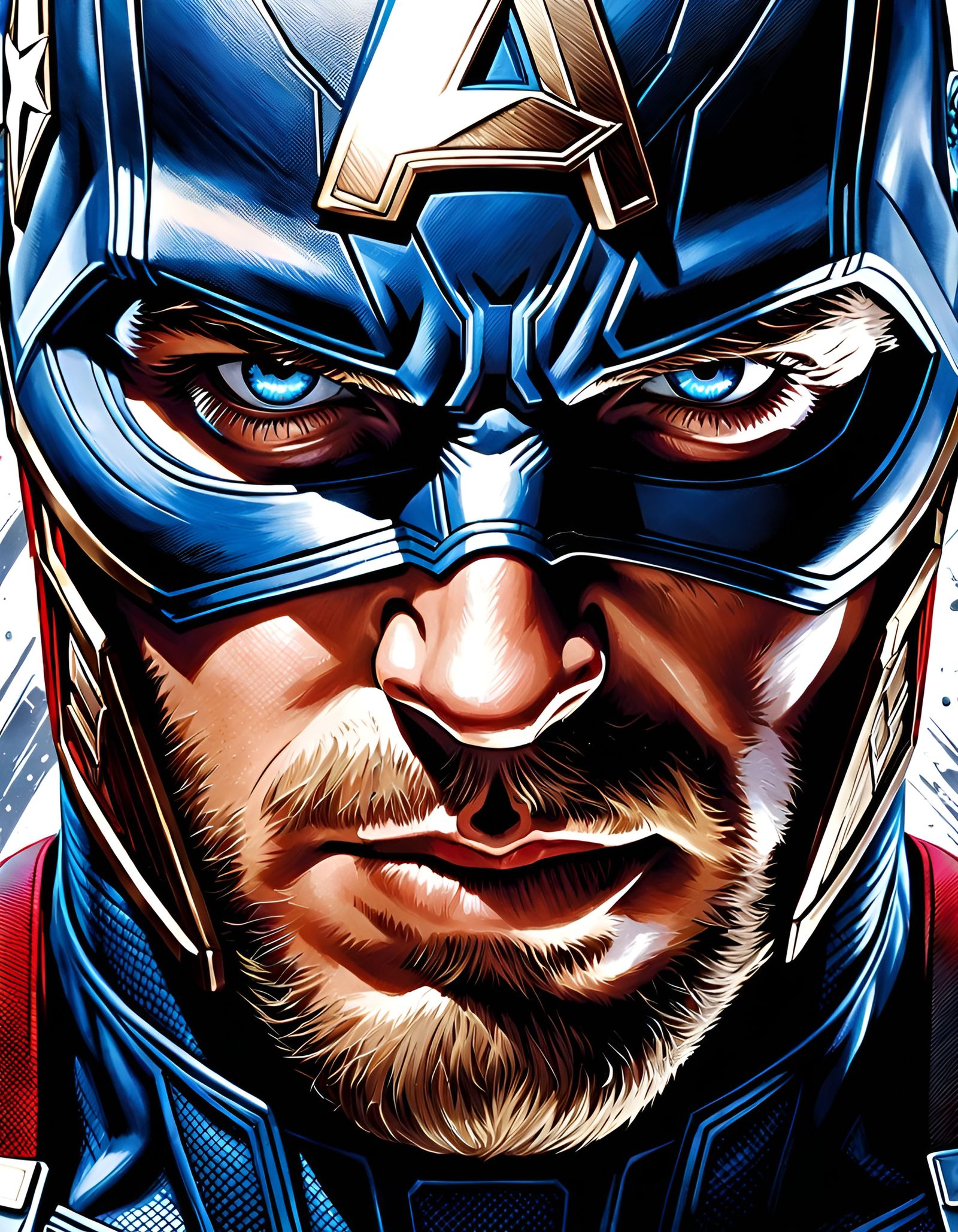 Hyperrealistic Captain America Portrait: Avengers Assemble