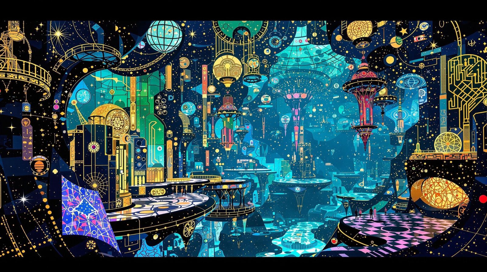 Glowing Cosmic Metropolis on Methane Reef Planet