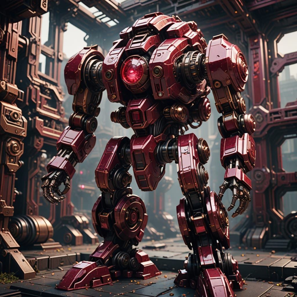 Epic Sci-Fi Mech in Polished Metal