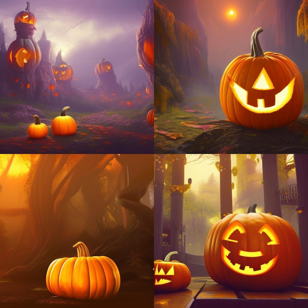 Detailed Yellow Pumpkin Matte Painting