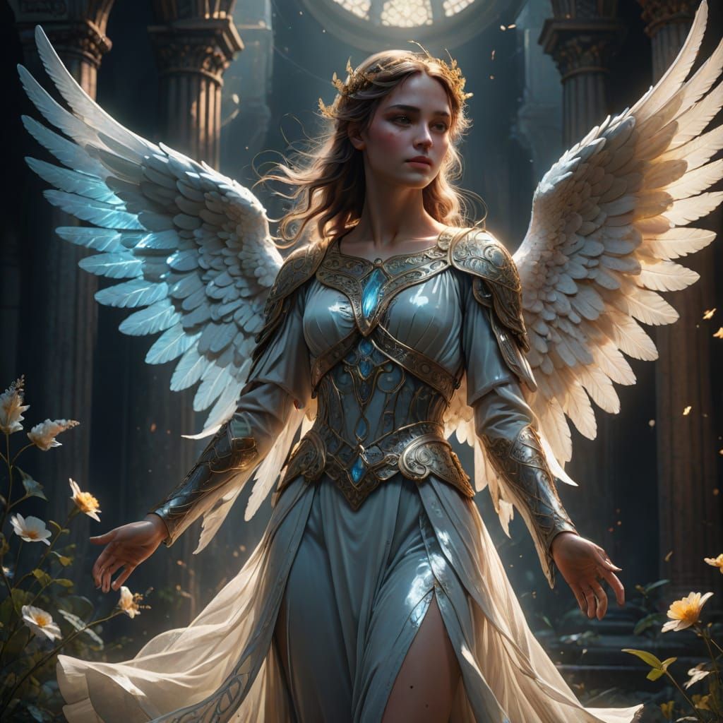 Ethereal Angel: Detailed Matte Painting in 8K