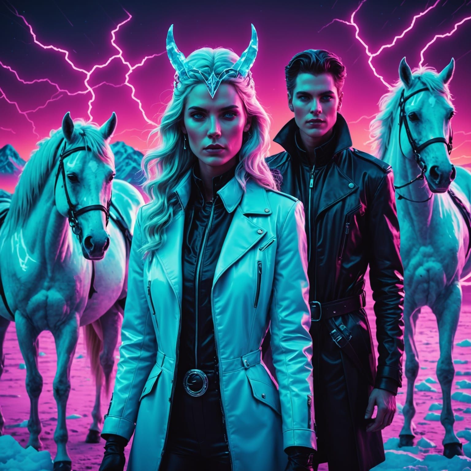 Ethereal Ice Queen's Neon Kingdom