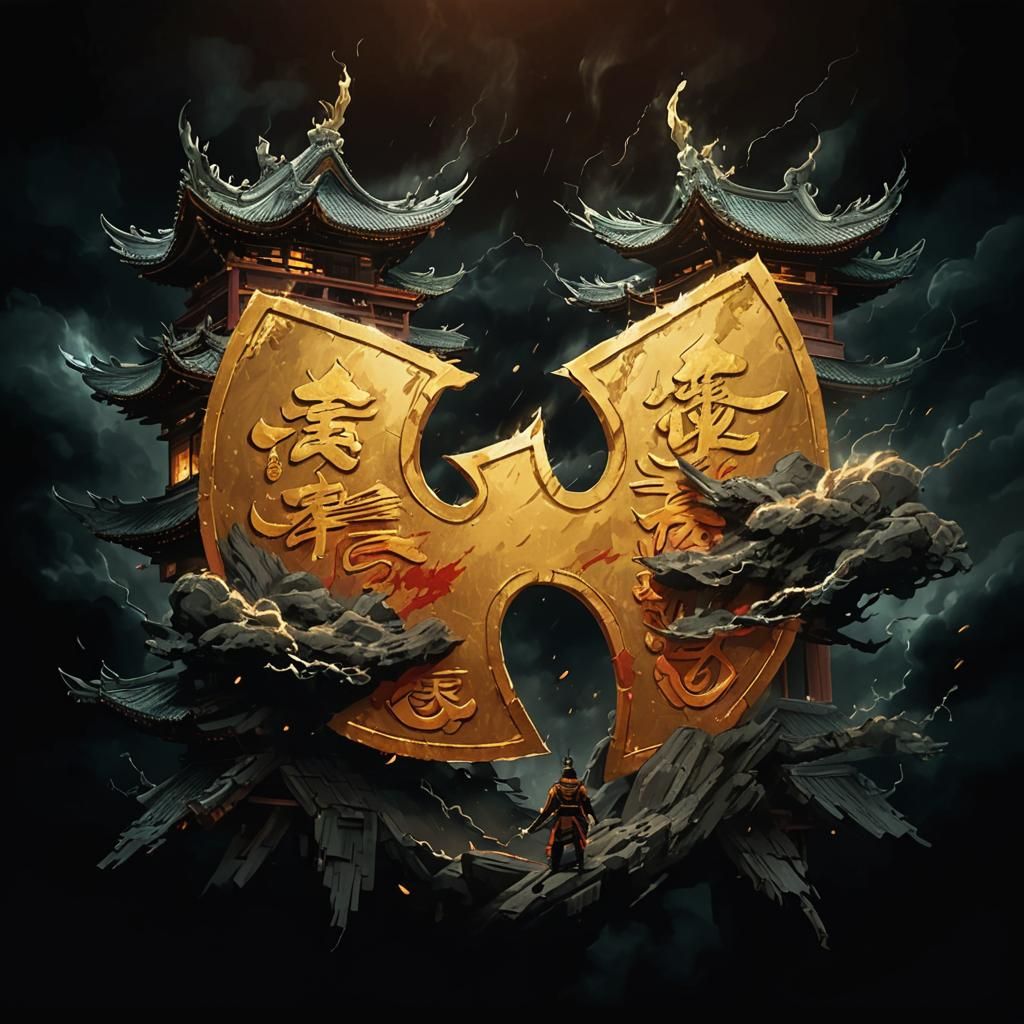 Ninja in Fiery Anime Storm Concept Art