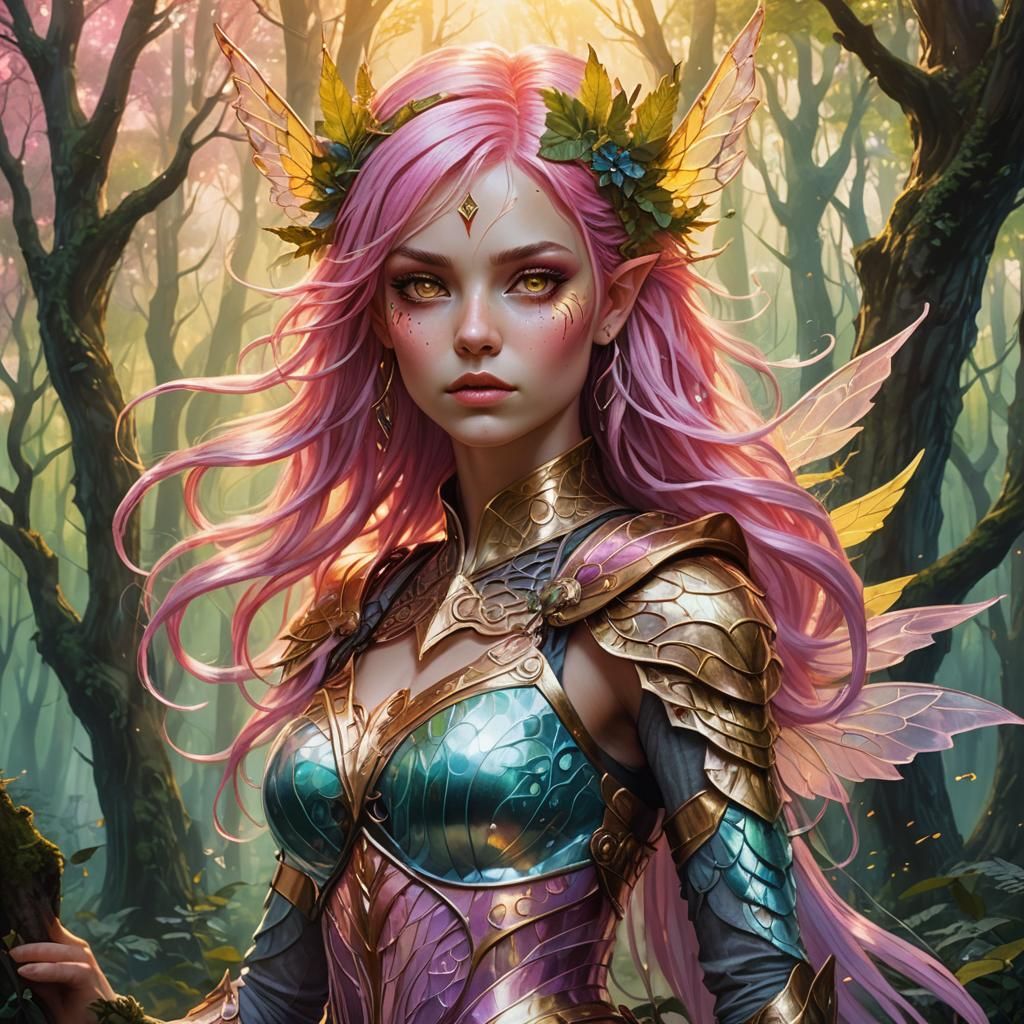 Warrior Fairy Portrait in Dreamy Fantasy Style