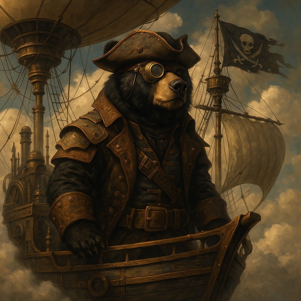 Steampunk Pirate Bear on Airship