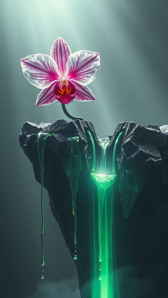 Biomechanical Orchid Blooms from Obsidian Island in a Dreaml...