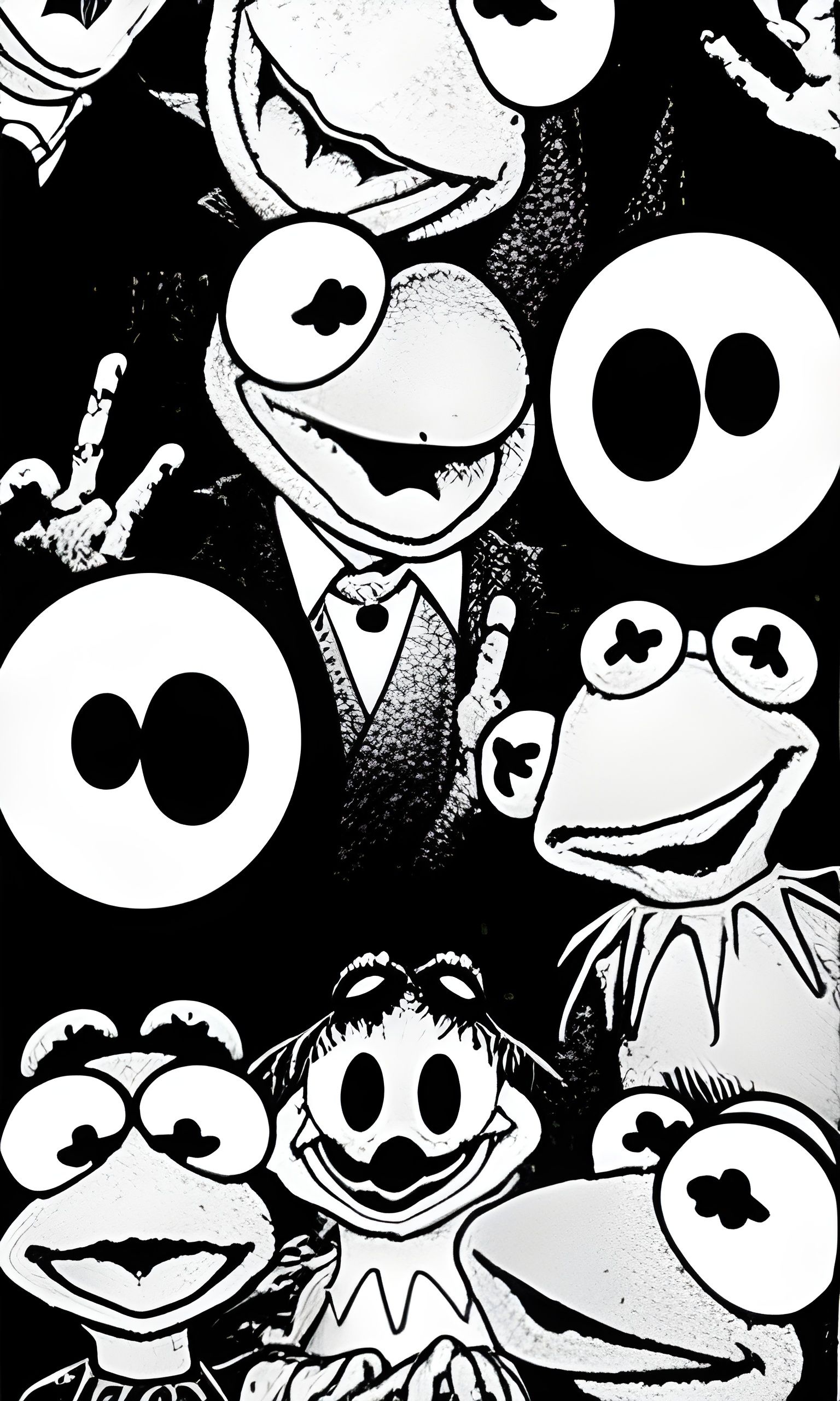 Creepy Frog Family Portrait in Manga Horror Style