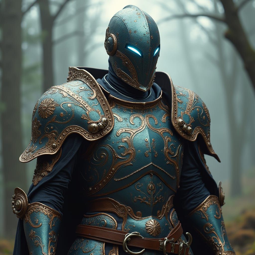 Warforged Warrior in Mystical High-Fantasy Landscape