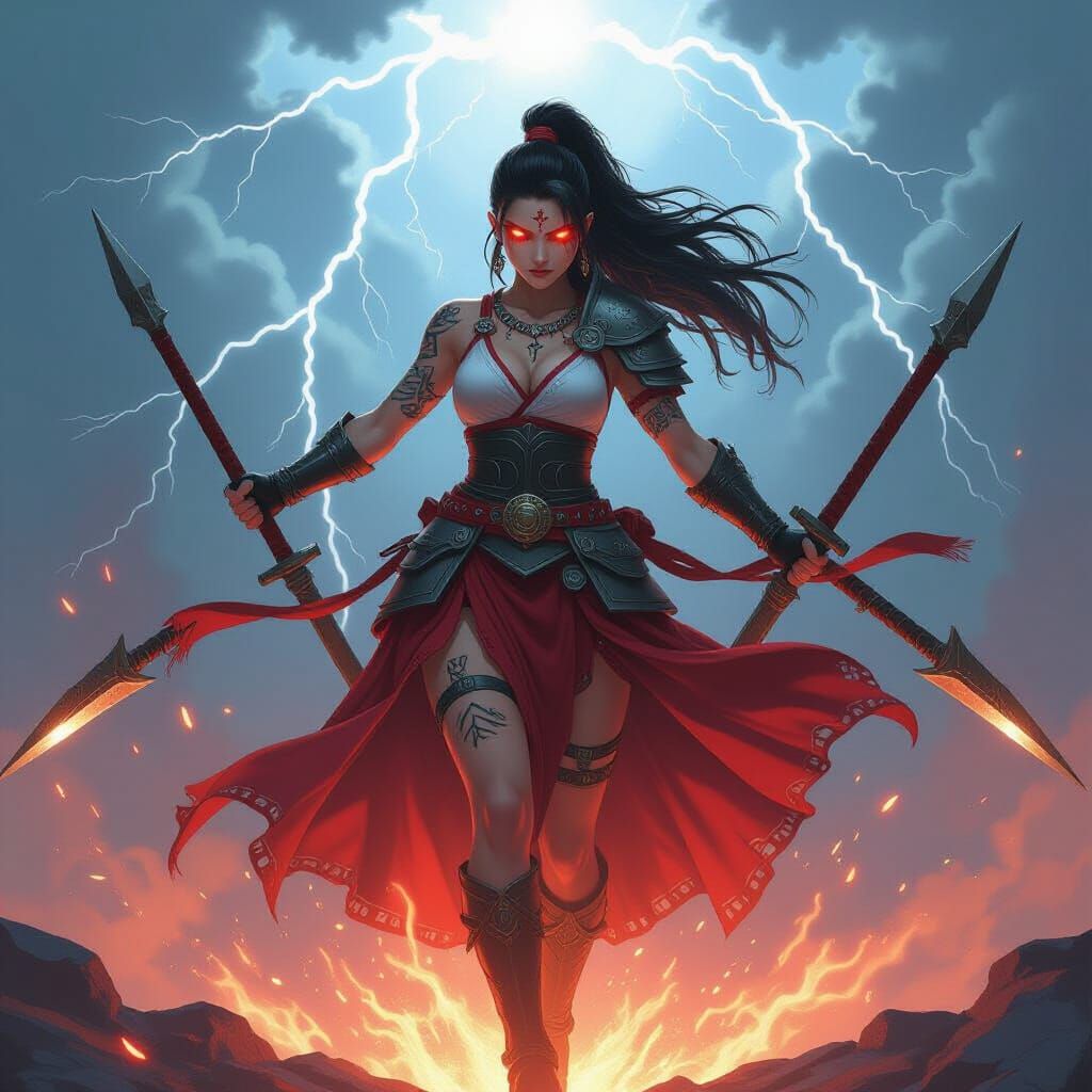 Mythical Storm Goddess with Divine Fire