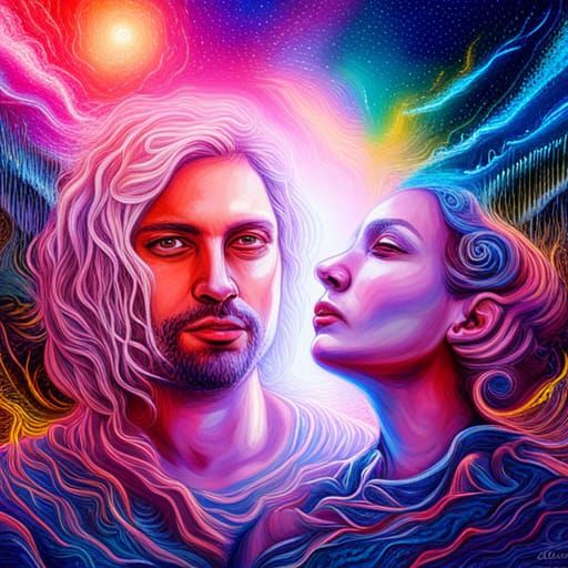 Emotional Meeting: Holographic Astral Illustration