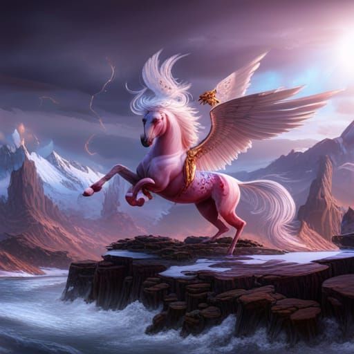 Crowned Cherry on Winged Horse: Fantasy Art