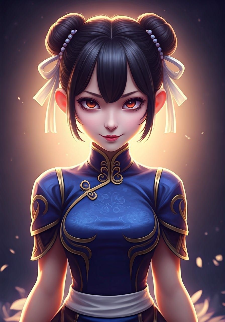 Adorable Chun-Li Poses with Malicious Intent in Vibrant, Wat...