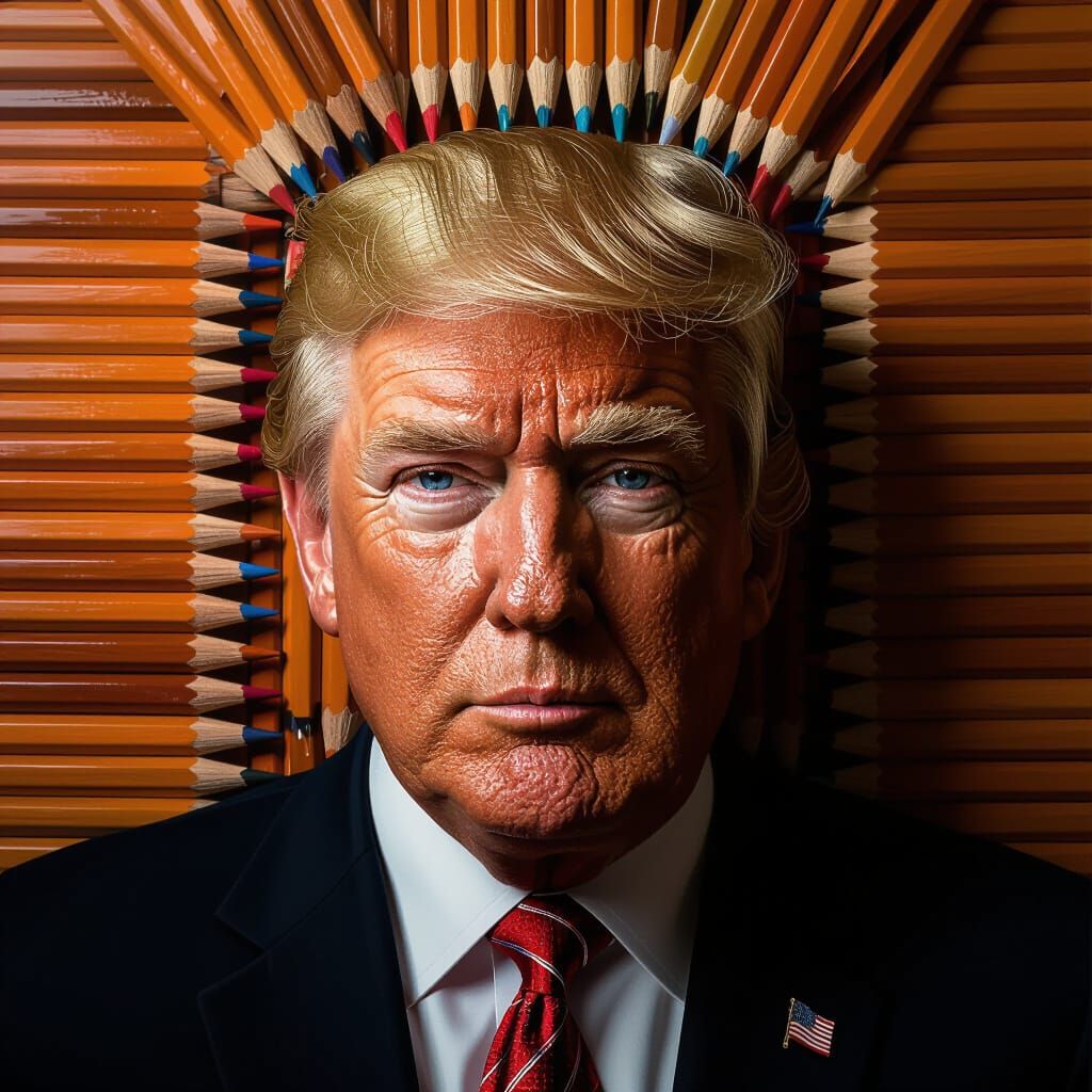 Donald Trump Portrait Made From Pencils
