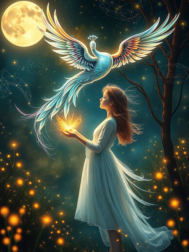 Ethereal Fairy Forest Dreamscape in Art Nouveau Style