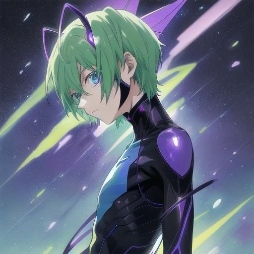 Anime Alien Boy with Antennae in Manga Style