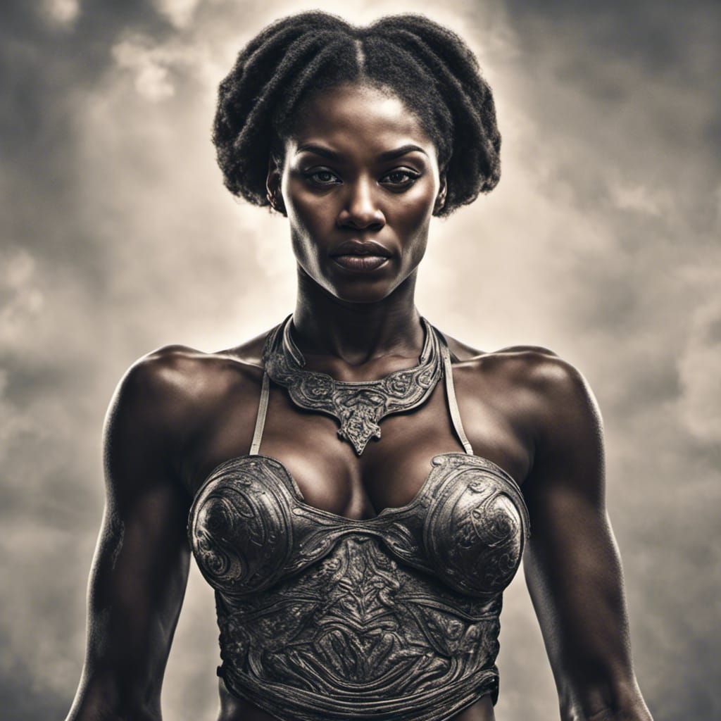 Hyperrealistic Image of a Muscular Black Woman