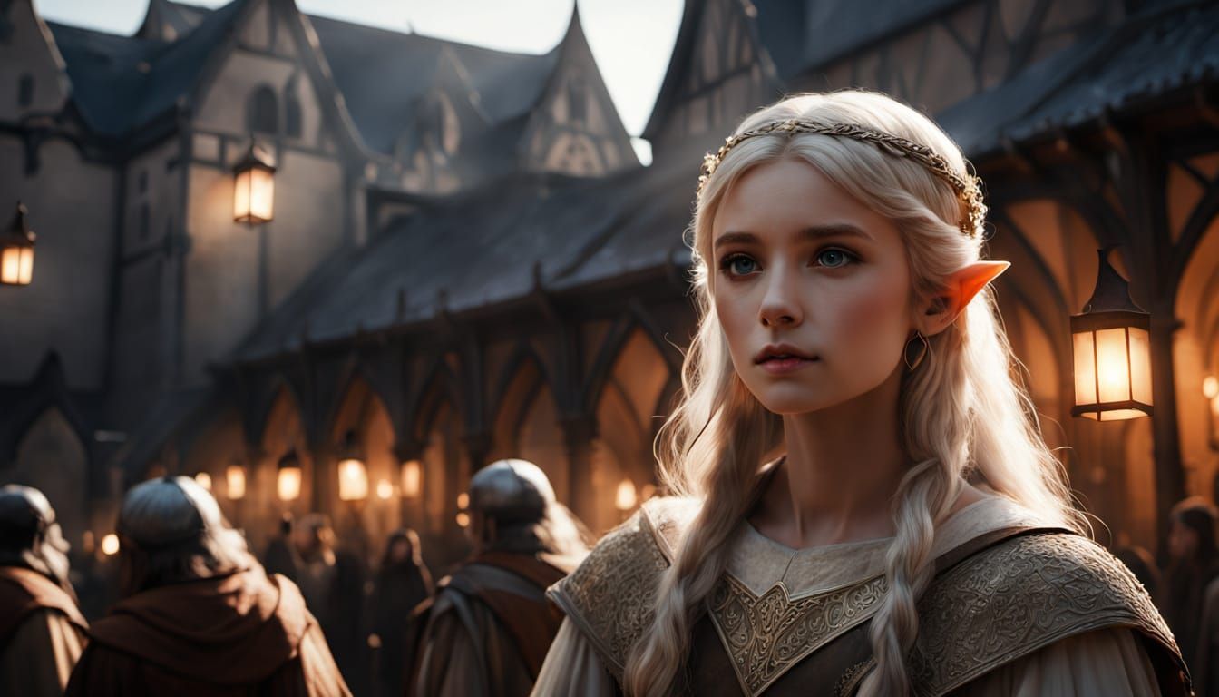 Ethereal Medieval Princess Waves to Adoring Crowd in Warm Go...