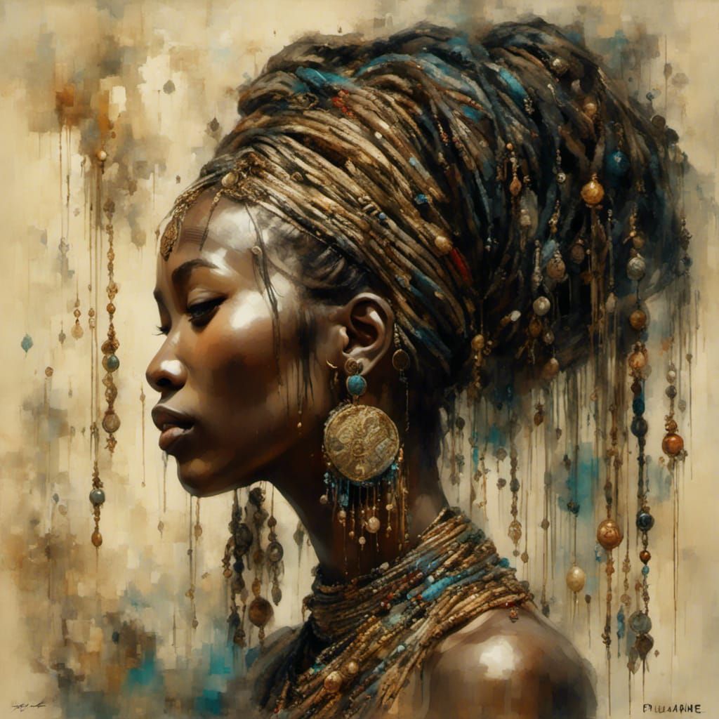 Mesmerizing Portrait of Senegalese-Korean Woman in Ink