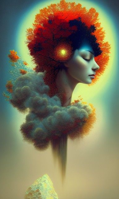 Surreal Autumn Storm with Voxel Fractals