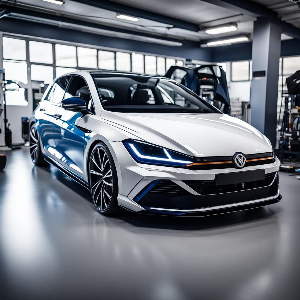 Deep Blue Golf 8 Car Wrap, Hyperrealistic HDR