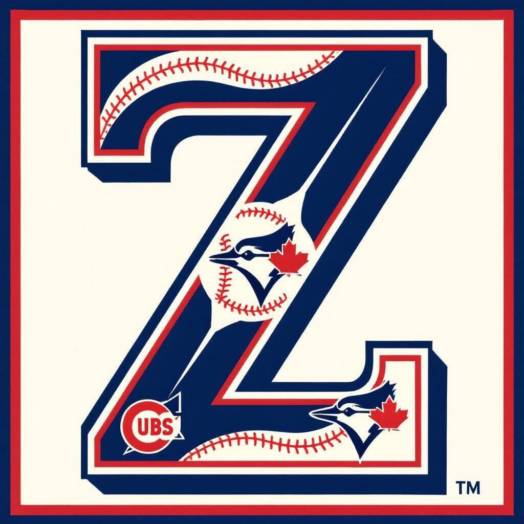 Art Deco Letter Z: Cubs and Blue Jays Baseball Emblem