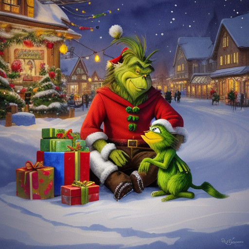 The Grinch in Whimsical Watercolor Style