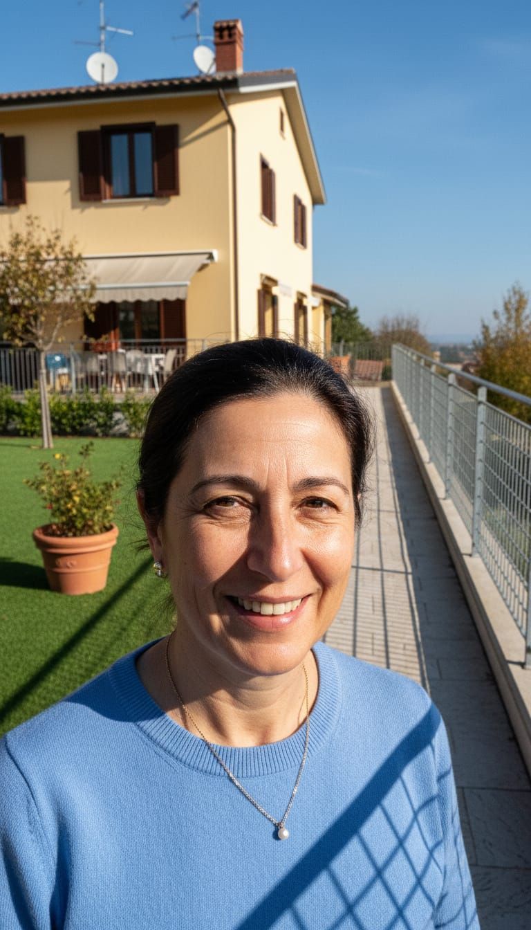 Elegant Italian Woman in Royal Blue Knit Sweater