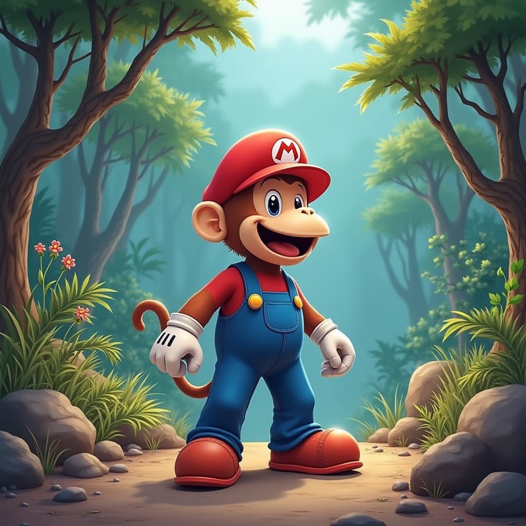 Monkey Kart Driver in Vibrant Italian Landscape