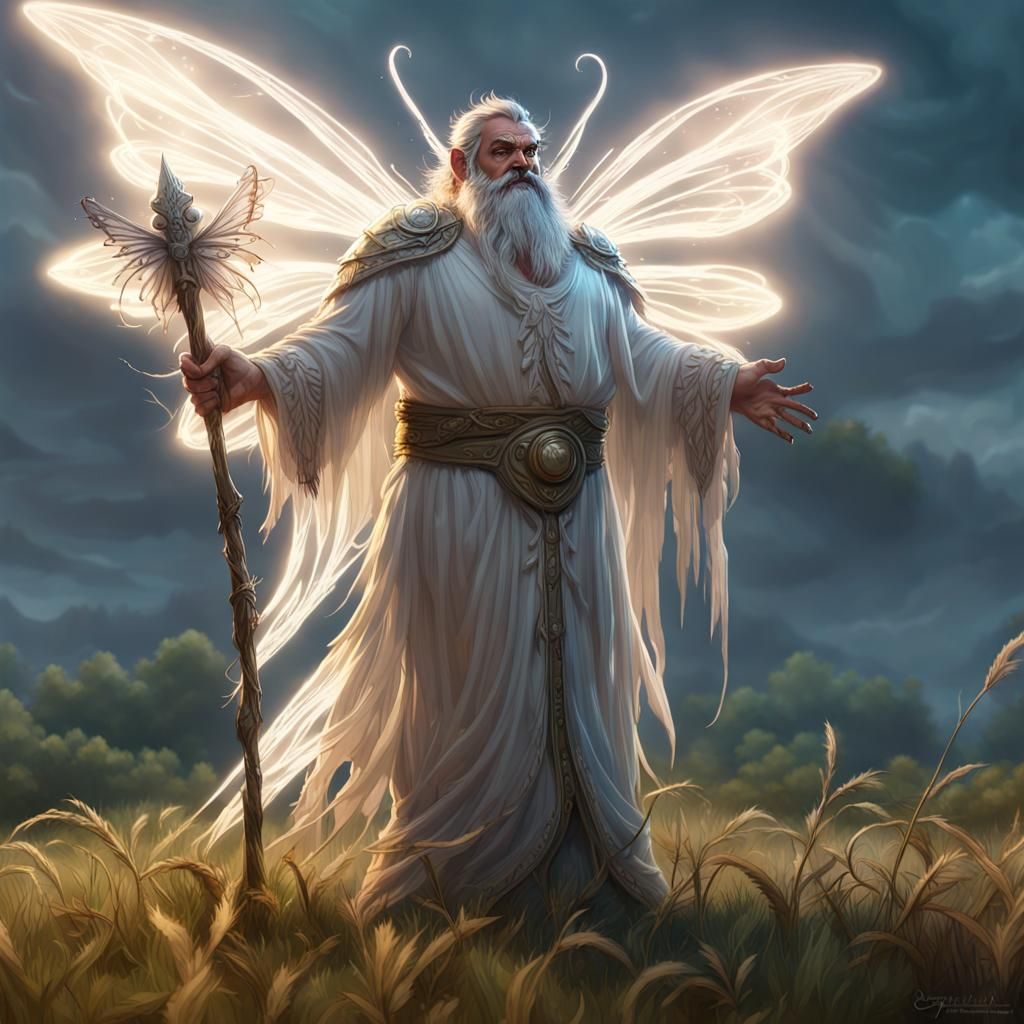 Nature Spirit Fairy in Grassy Landscape