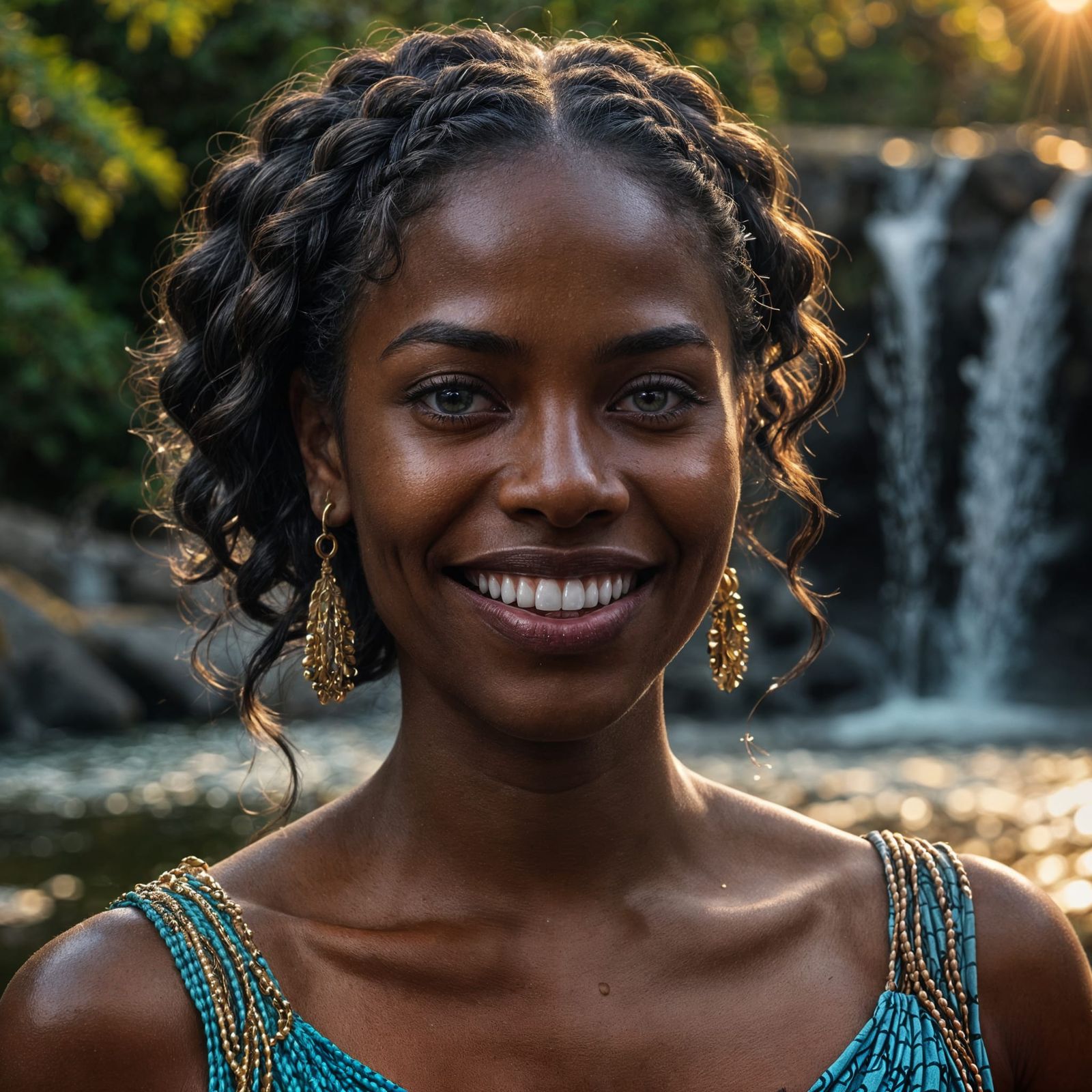 Beautiful Dark-Skinned Woman with Braided Hair
