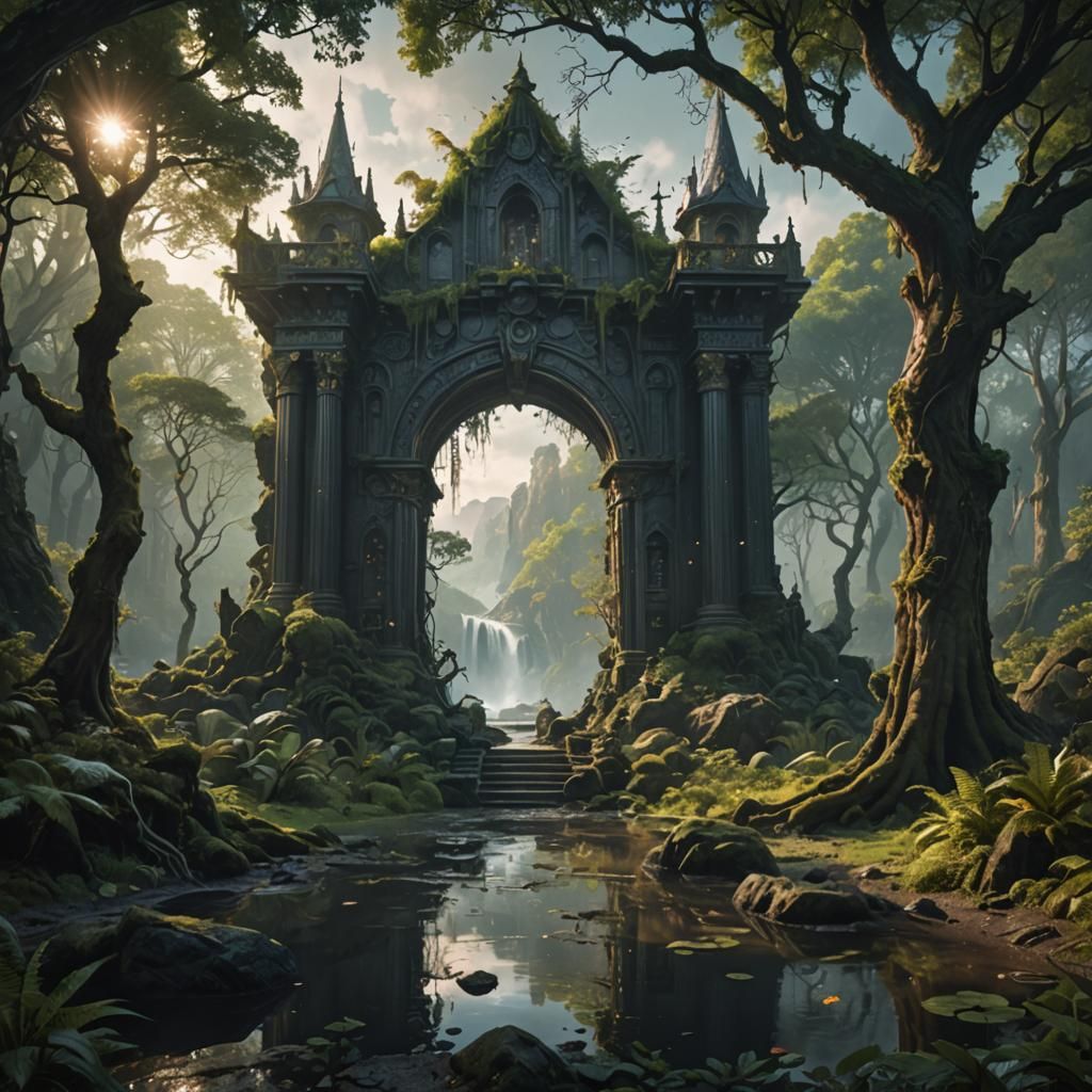 Mystical Forest Portal to a Lake