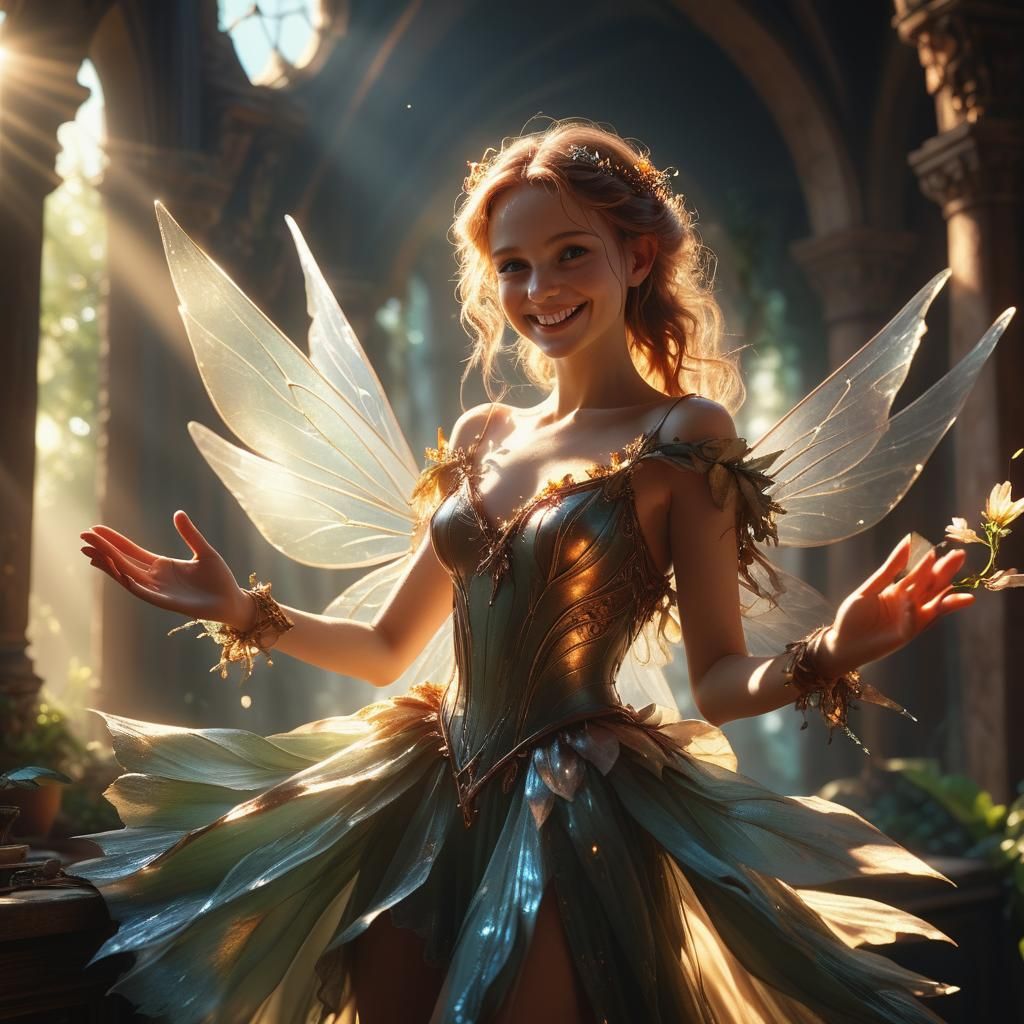 Radiant Fairy Smile in Sunlight: Digital Matte Painting