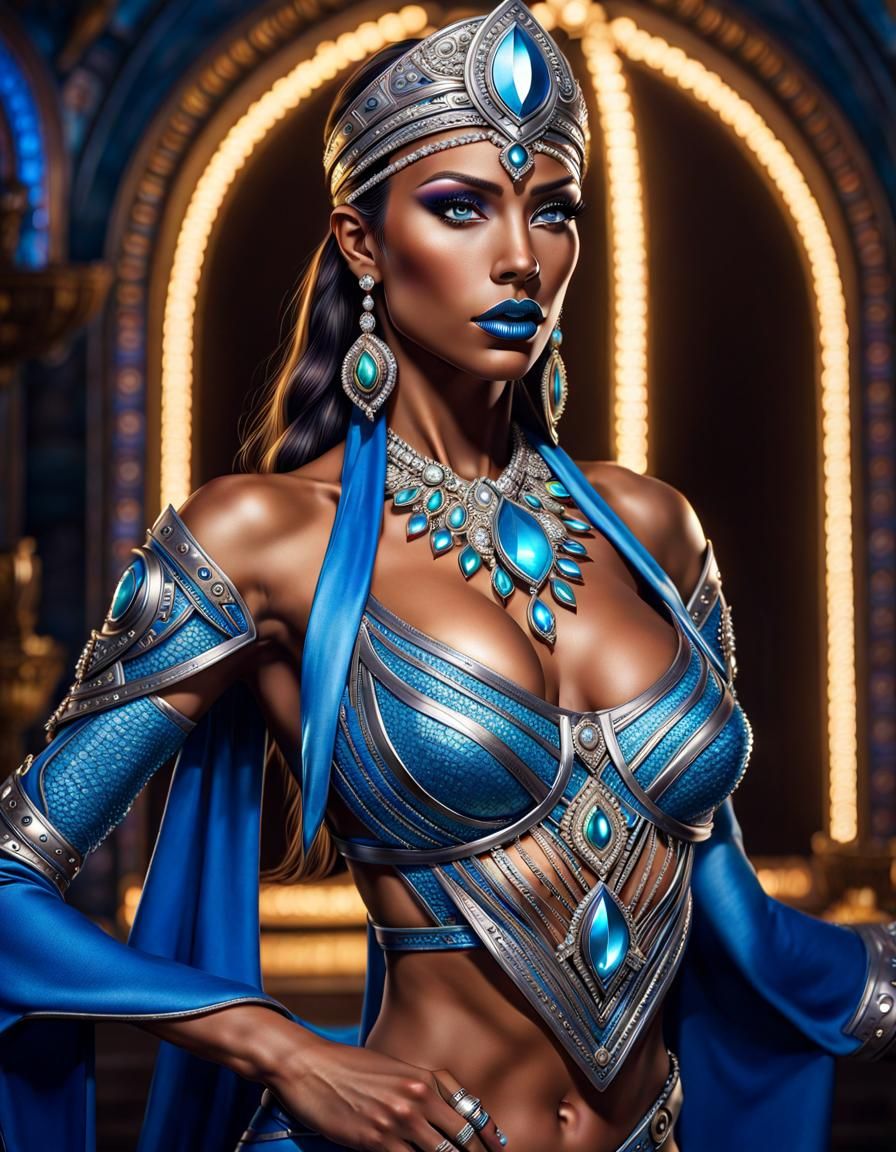 Athletic Warrior Princess with Diamond Necklace