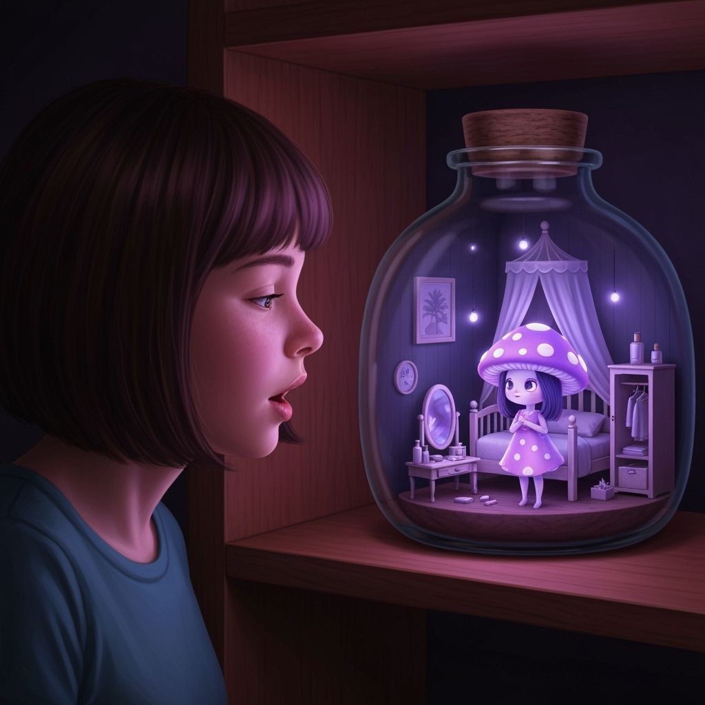 Glowing Mushroom Girl in a Bottle: Fantasy Art