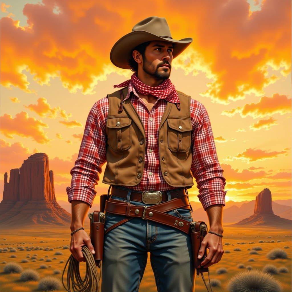 Cowboy with Lasso in Frederic Remington Style