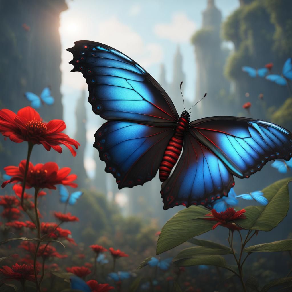 Blue Morpho and Red Tip Butterfly Hybrid