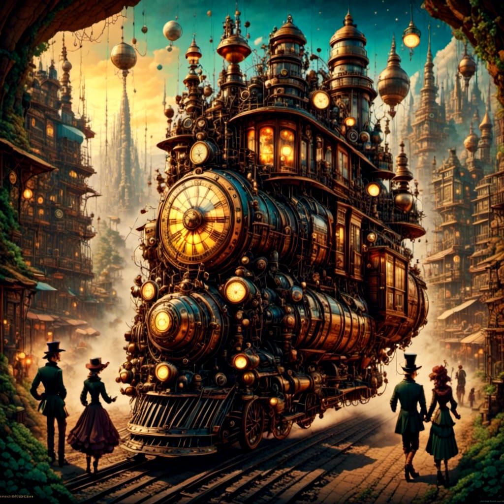 Steampunk Engine on Midnight Train to Georgia