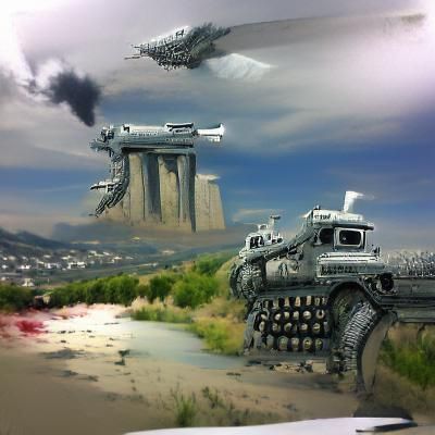 Detailed Matte Painting of Killer Robots
