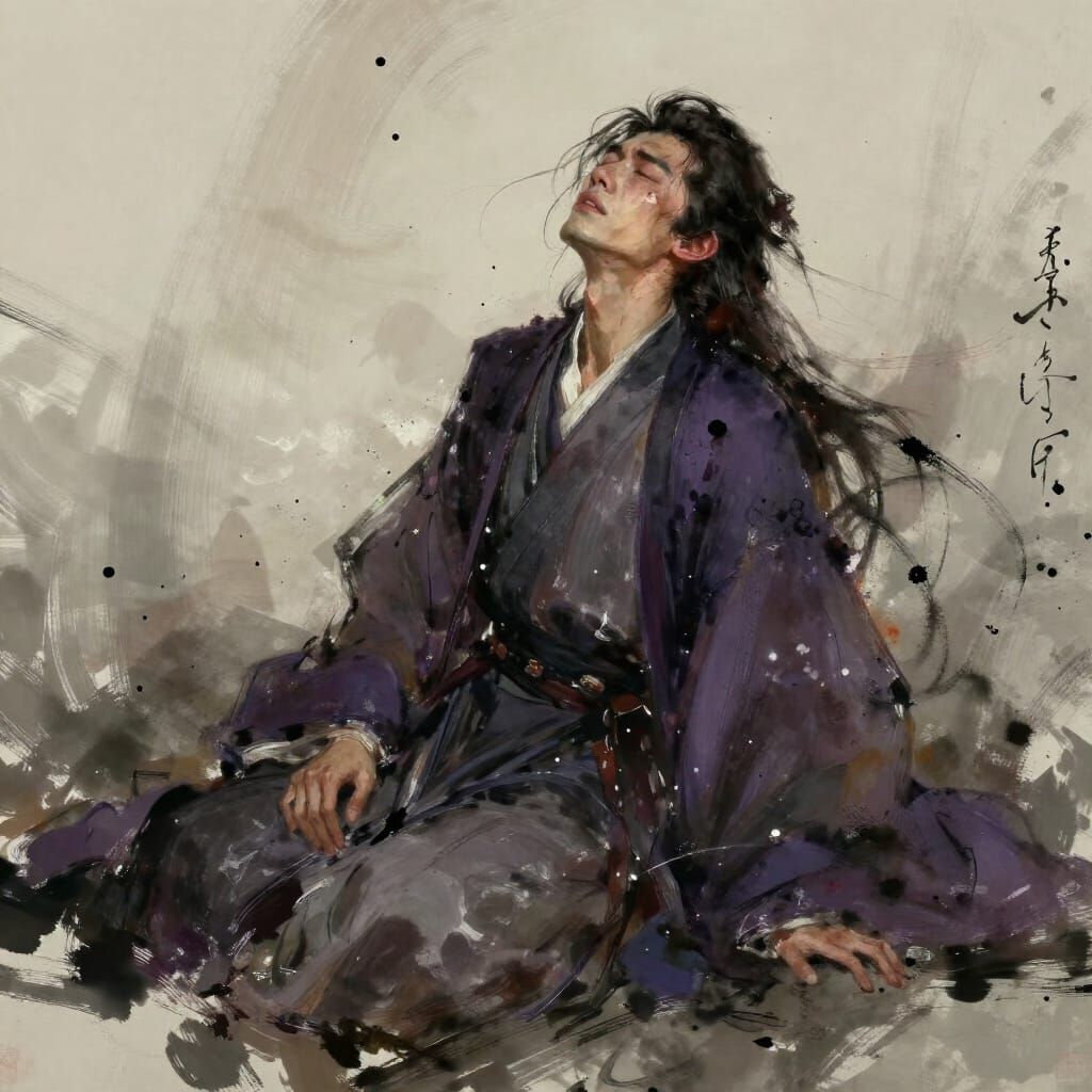 Distressed Man in Flowing Robes Digital Painting