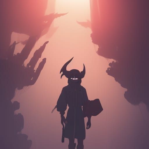 Anime Demon Bounty Hunter in Studio Ghibli Style