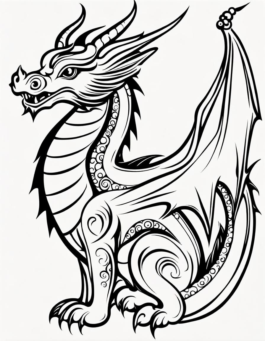 Baby Dragon Tattoo Design in Picasso Style
