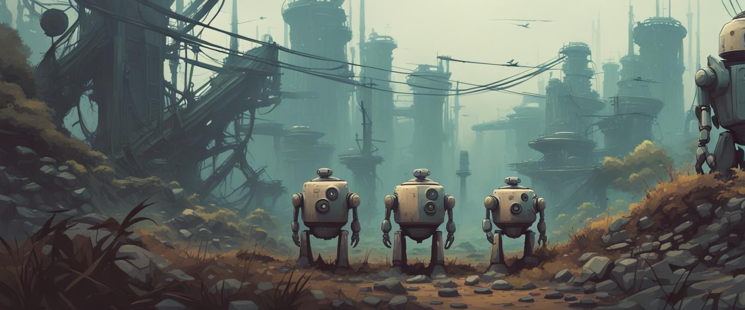 Post-Apocalyptic Robots in Overgrown World