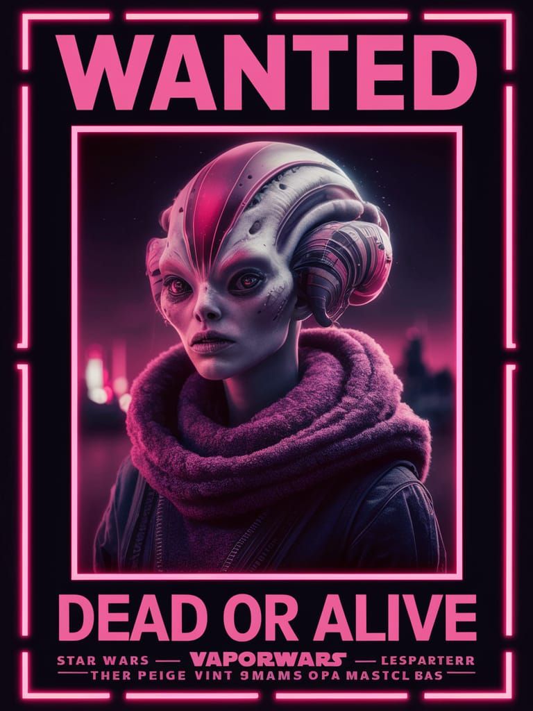 Synthwave Wanted Poster: Alien Criminal