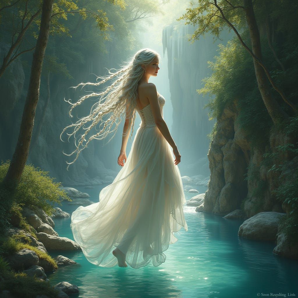 Ethereal Elven Maiden in Enchanted Forest