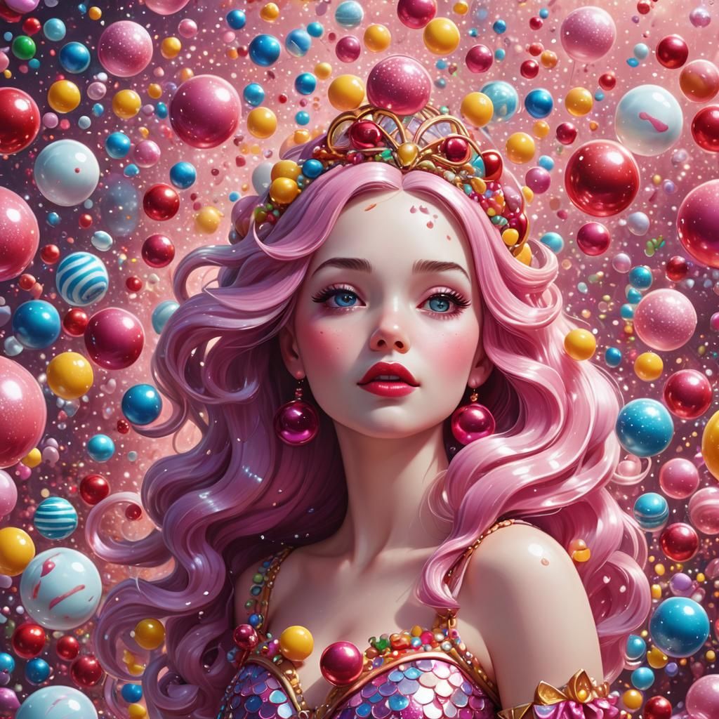 Snow White Space Mermaid in Candy Art Style